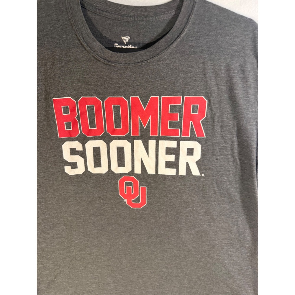 Oklahoma Sooners Boomer Sooner T Shirt Mens L OU Football NCAA Fanatics Gray